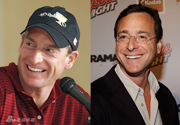 Tay golf Jim Furyk và người dẫn chương trình Bob Saget có nụ cười mà khuôn mặt rất giống nhau